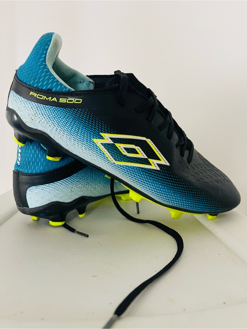 OTTO Kids Soccer Sneakers in Black, Blue, and Neon Yellow